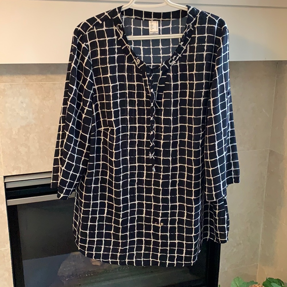 Blue and White Blouse